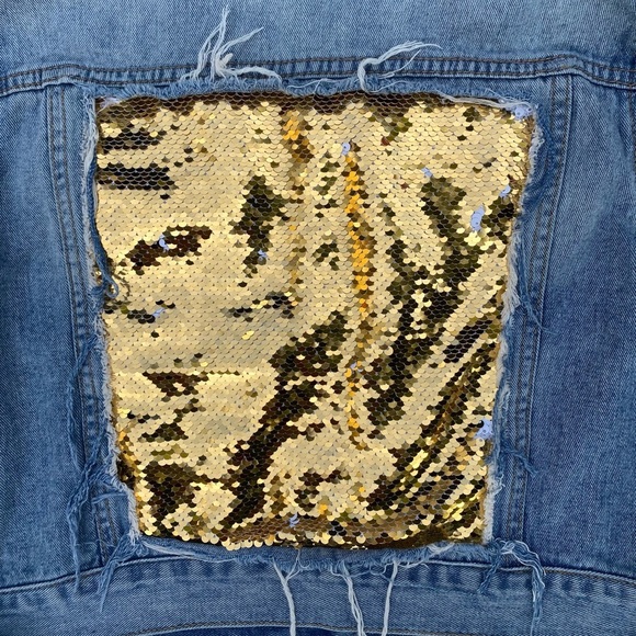 NEW GUESS Hayley Racer-Stripe Denim Jacket SZ S - Picture 10 of 11